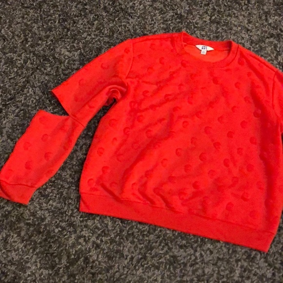 JOY lab orange sweatshirt. Cold elbow!  Polka dot - Picture 1 of 3